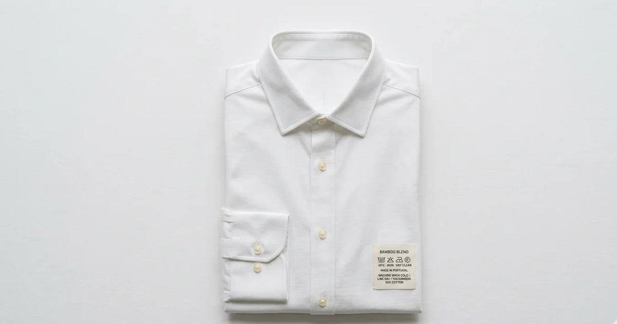 Gabbiano Royal Classic Bamboo Dress Shirt in white folded neatly — bamboo fabric care guide