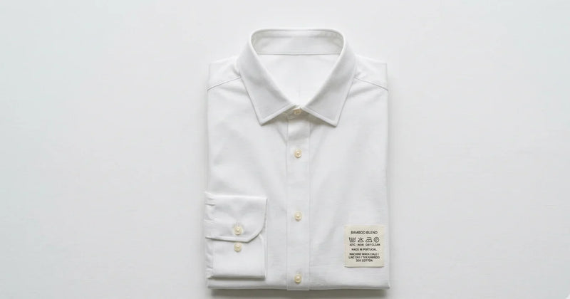 Gabbiano Royal Classic Bamboo Dress Shirt in white folded neatly — bamboo fabric care guide