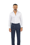 Gabbiano Royal Classic Bamboo Dress Shirt in White — on model, spread collar, regular fit