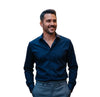  Gabbiano Royal Classic Bamboo Dress Shirt Navy  Street Style